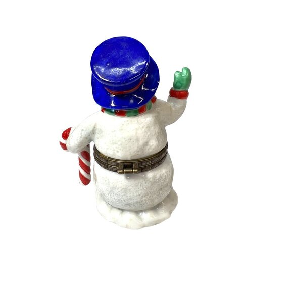 Classic Collectibles 1996 Ceramic Snowman Trinket Box Hinged - Picture 2 of 6